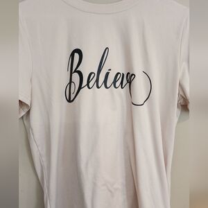 Cream T-Shirt with 'Believe' Print